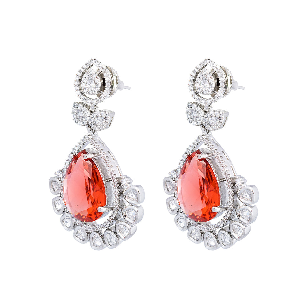 Red Quartz Silver Earring-JRER5011