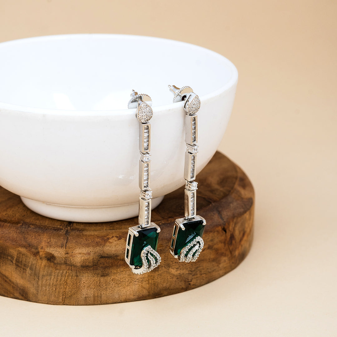 Green Quartz Silver Earring-JRER5015