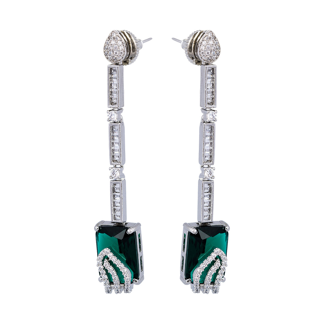 Green Quartz Silver Earring-JRER5015