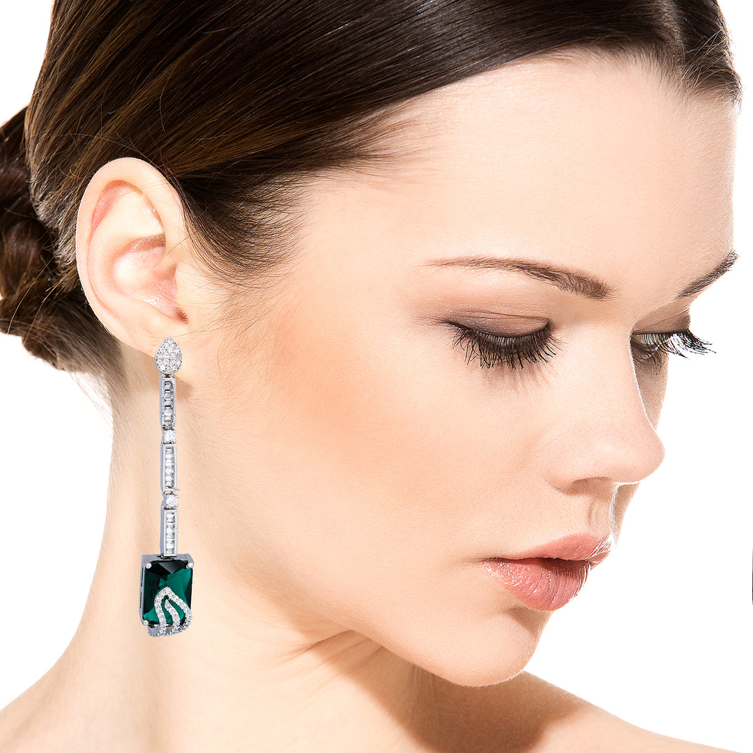 Green Quartz Silver Earring-JRER5015