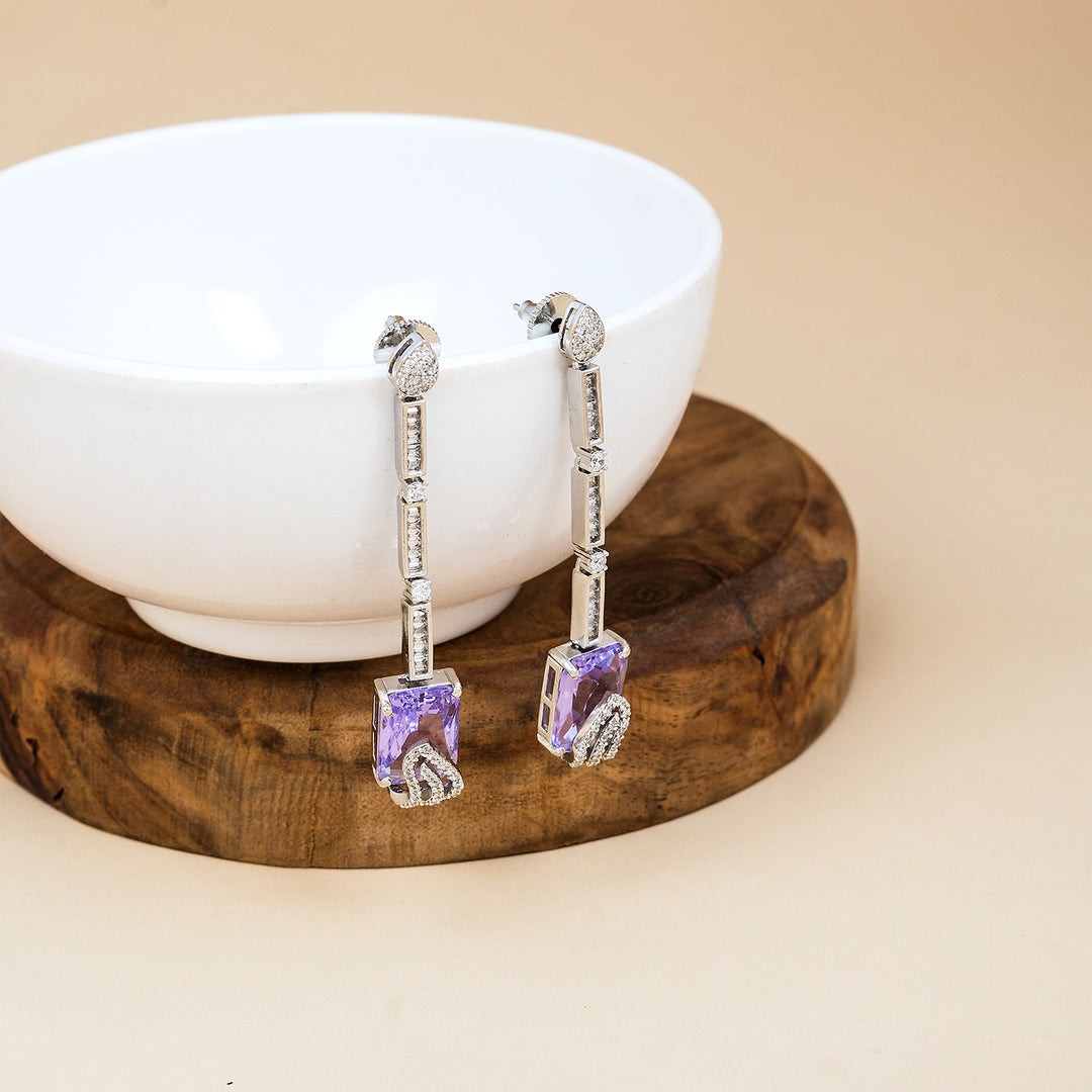 Violet Quartz Silver Earring-JRER5016