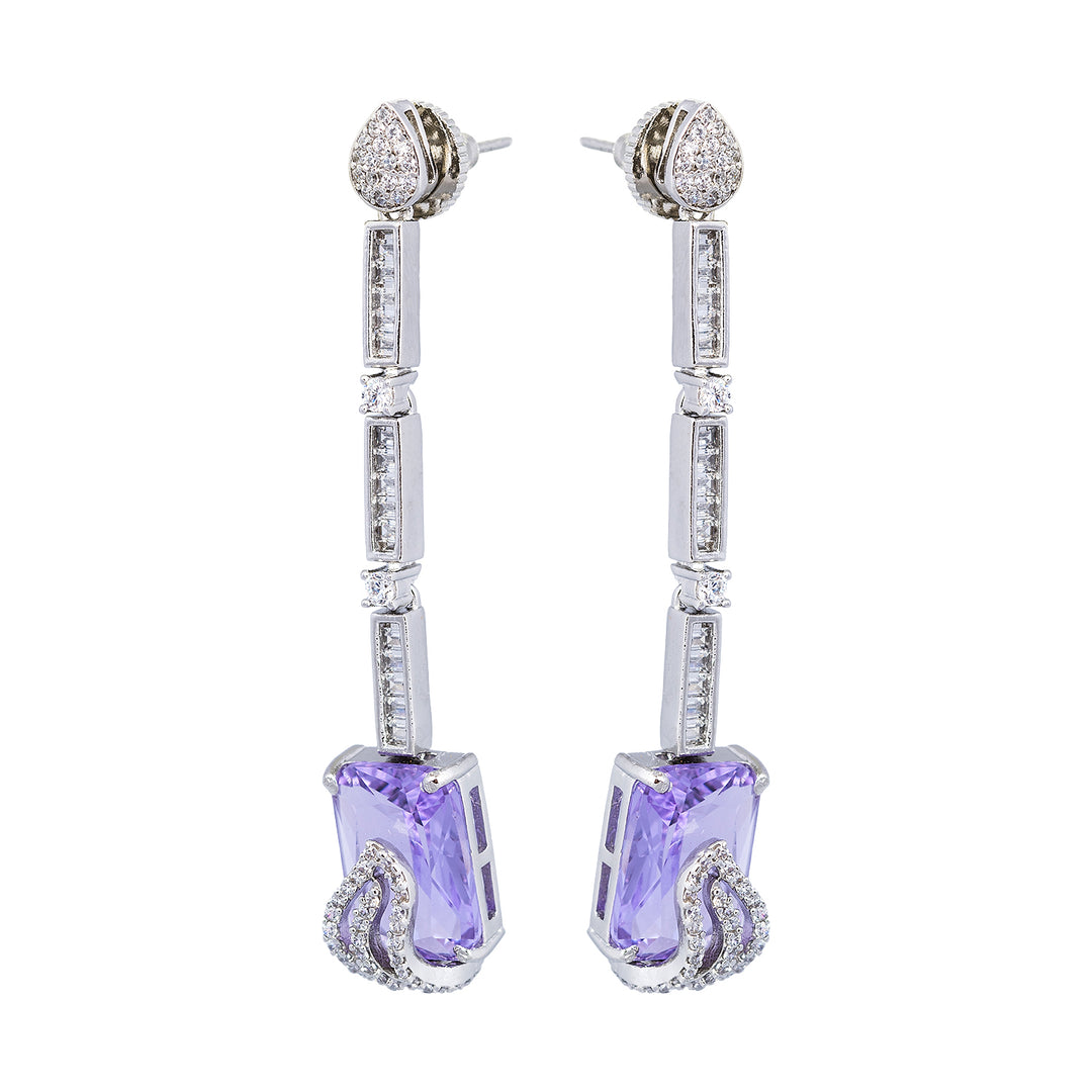 Violet Quartz Silver Earring-JRER5016