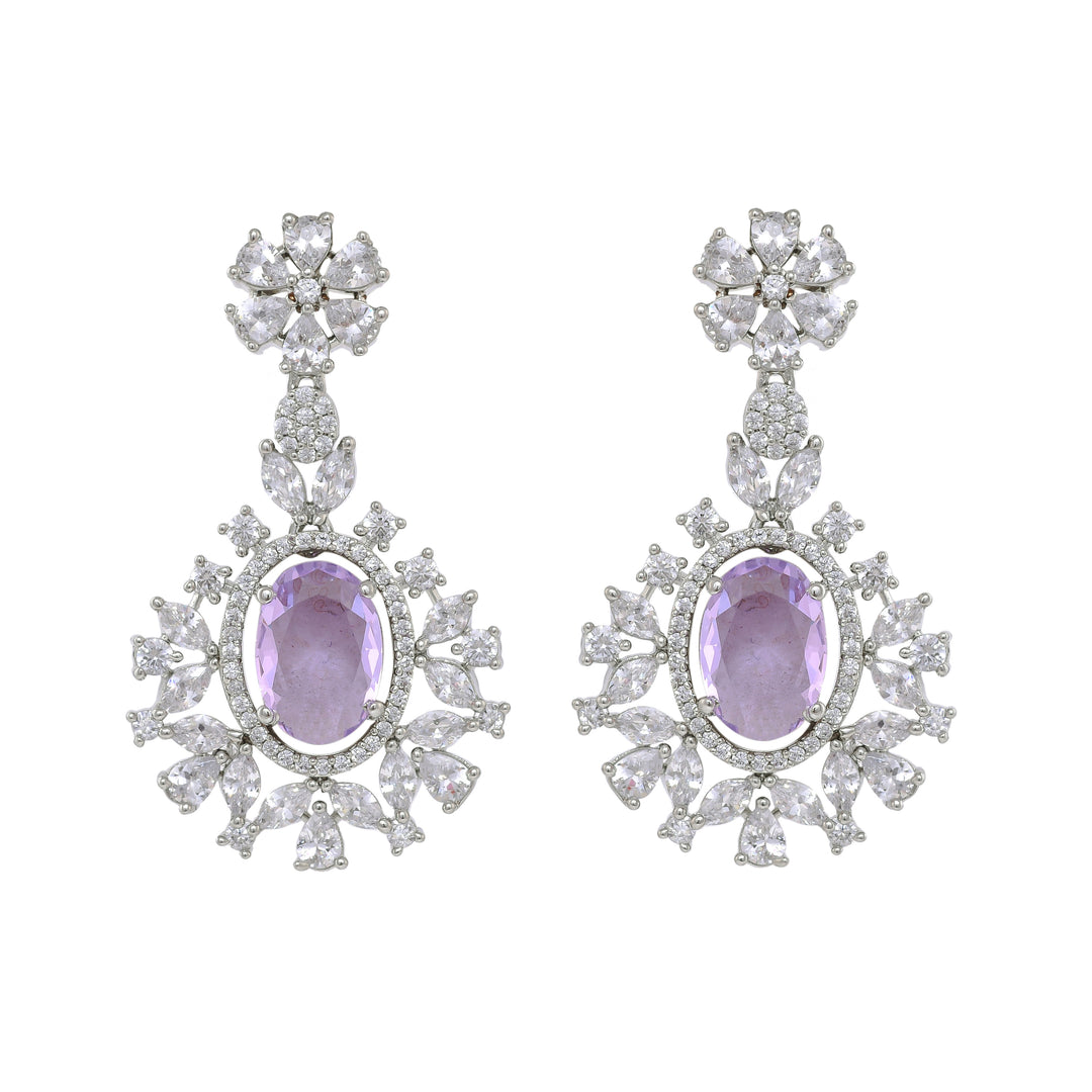 Amethyst Bloom Princess Silver Necklace Set-JRNKL5027