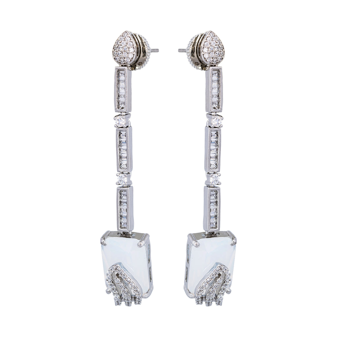 White Quartz Silver Earring -JRER5019