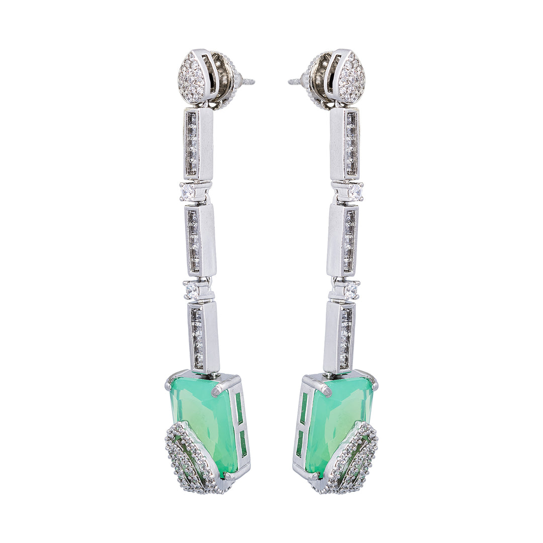 Green Quartz Silver Earring-JRER5020