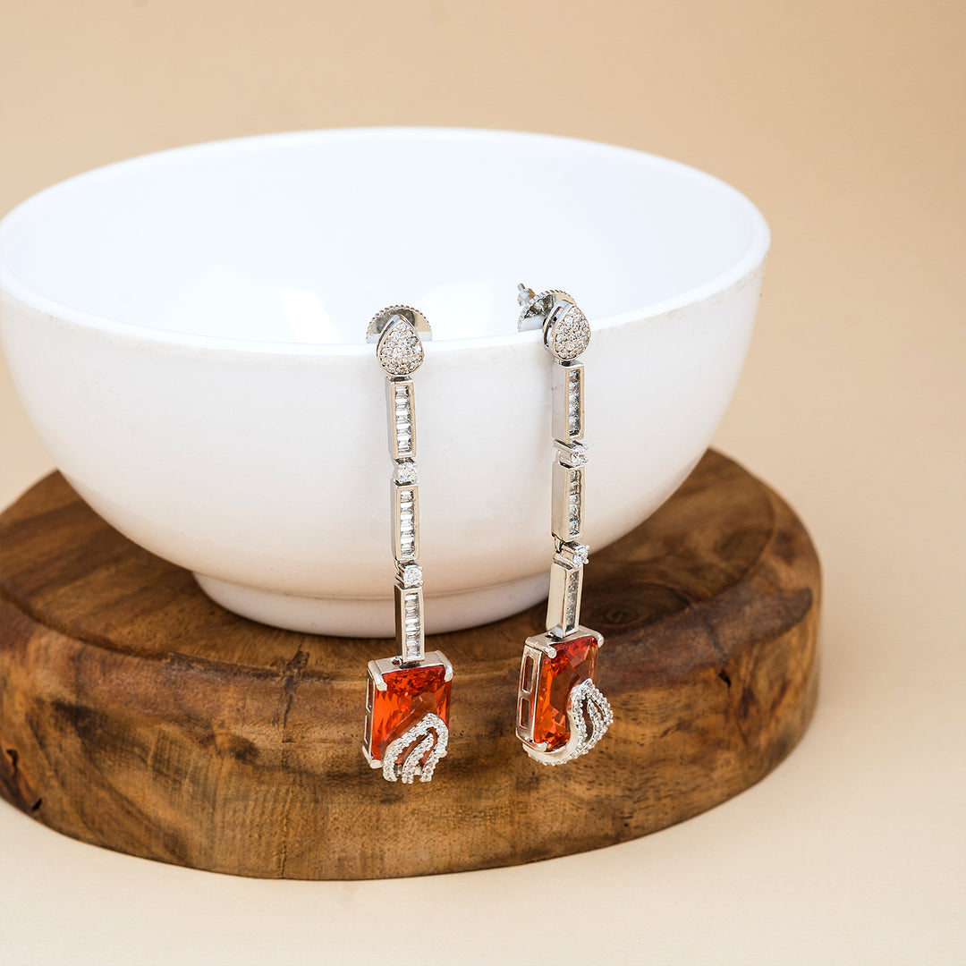 Red Quartz Silver Earring-JRER5022