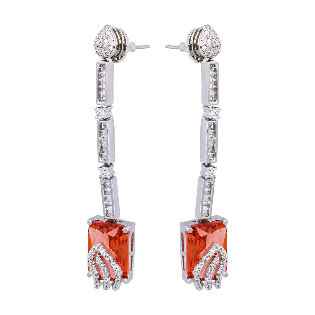 Red Quartz Silver Earring-JRER5022