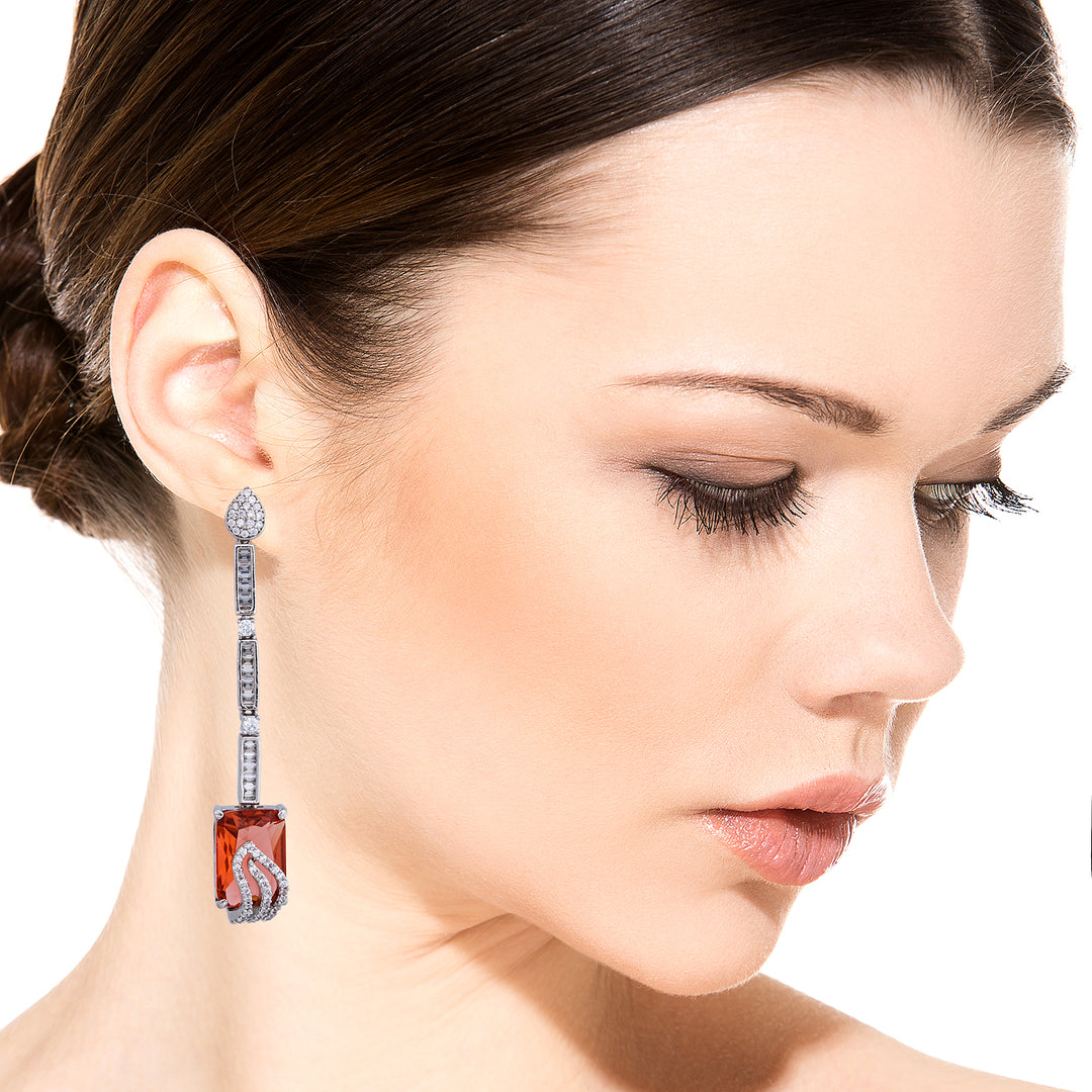 Red Quartz Silver Earring-JRER5022