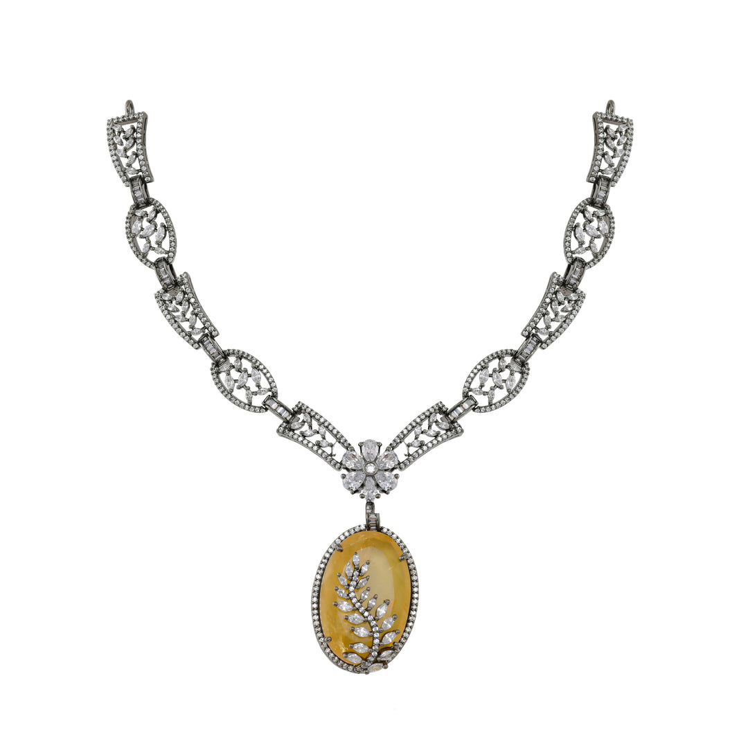 Golden Blossom Silver Elegance Necklace Set-JRNKL5033