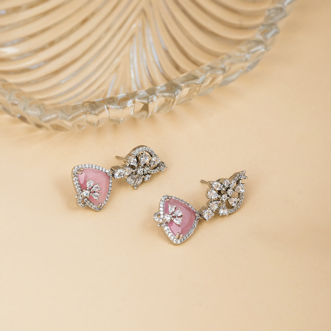 Rose Quartz Silver Earring-JRER5027