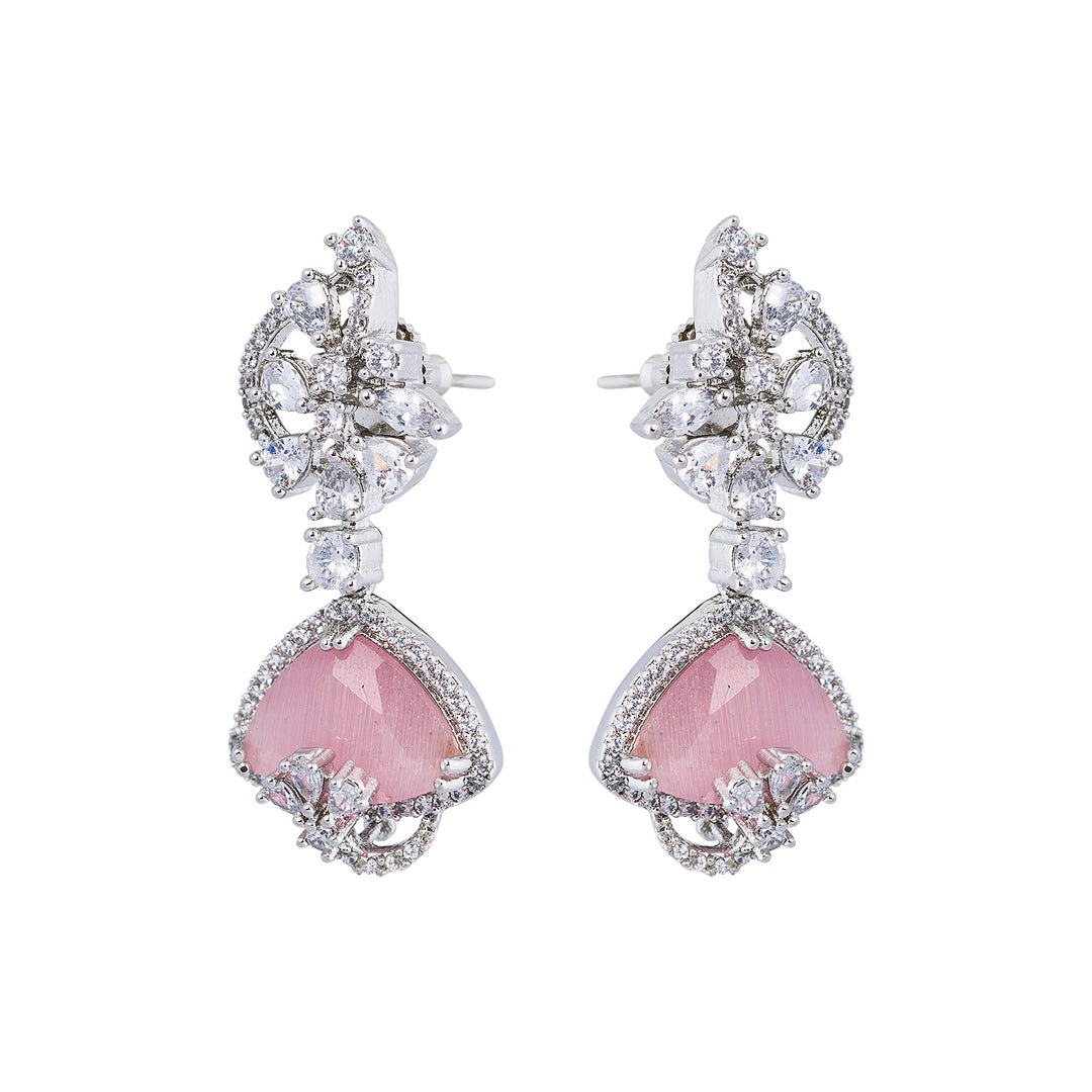 Rose Quartz Silver Earring-JRER5027