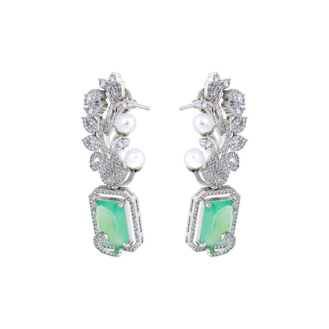 Green Quartz Silver Earring-JRER5030