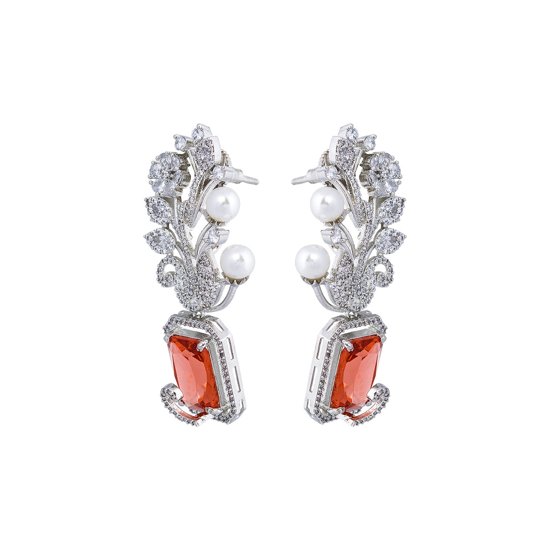 Red Quartz Silver Earring-JRER5031