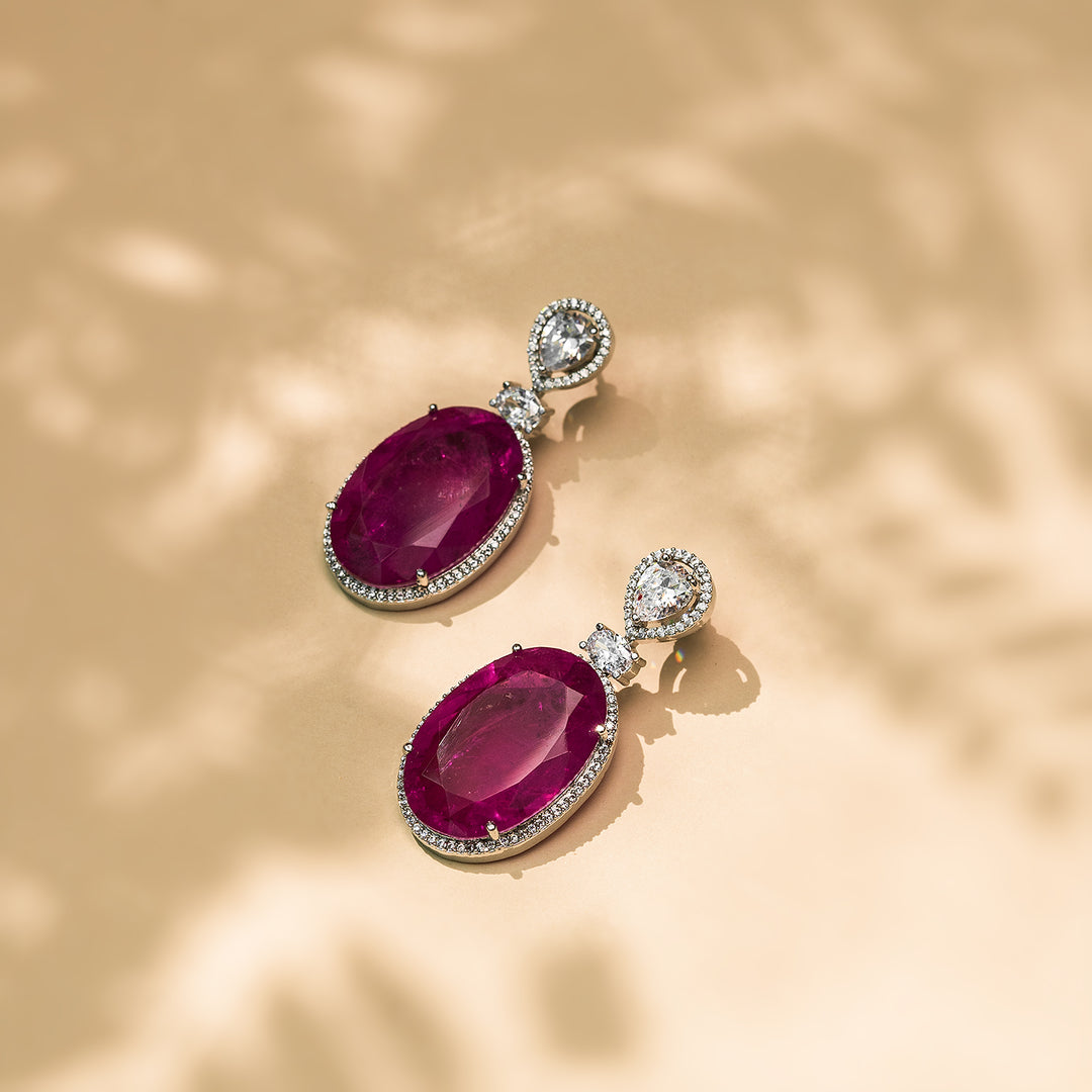 Violet Quartz Silver Earring-JRER5037