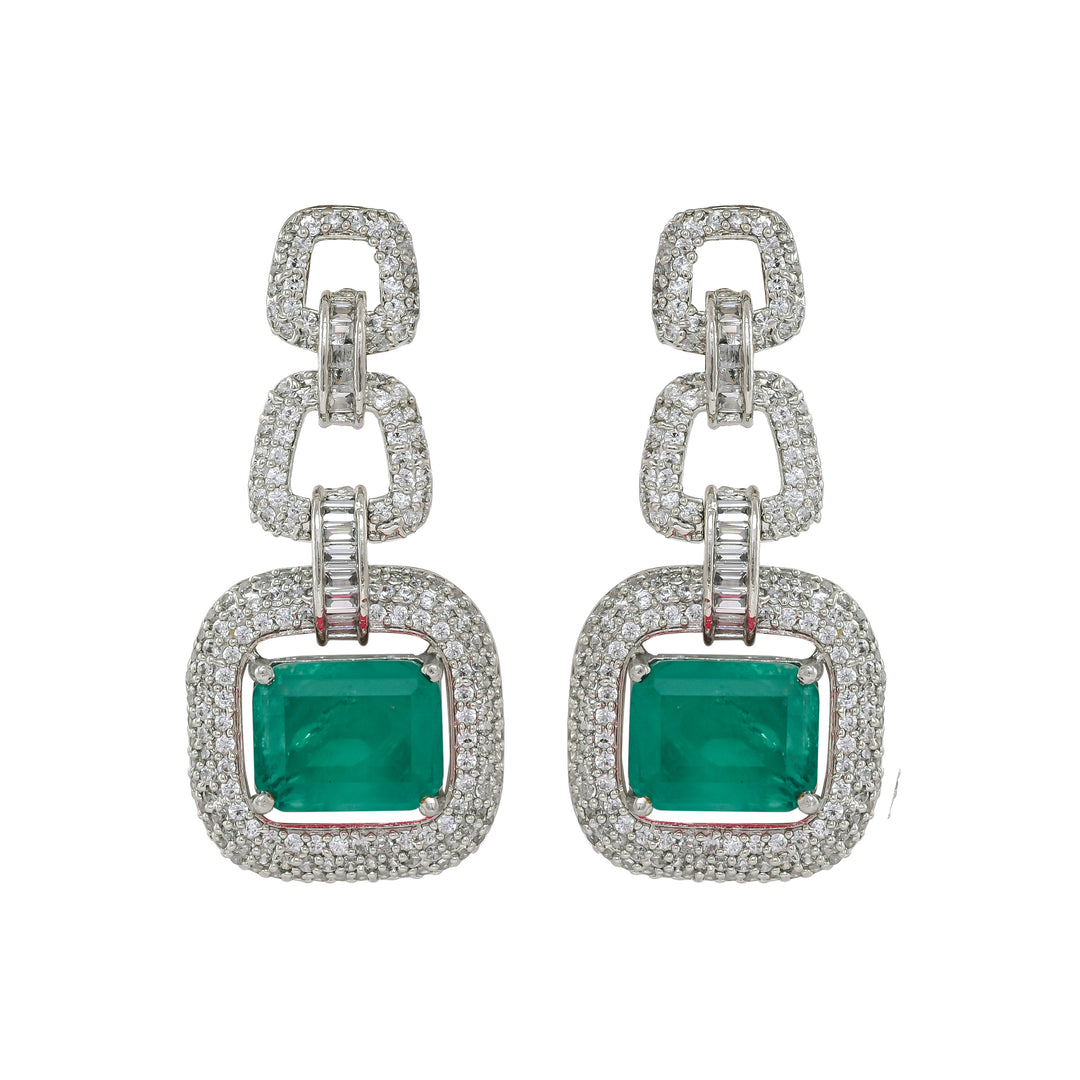 Corrandum Emerald Serenity Silver Necklace Set-JRNKL5046