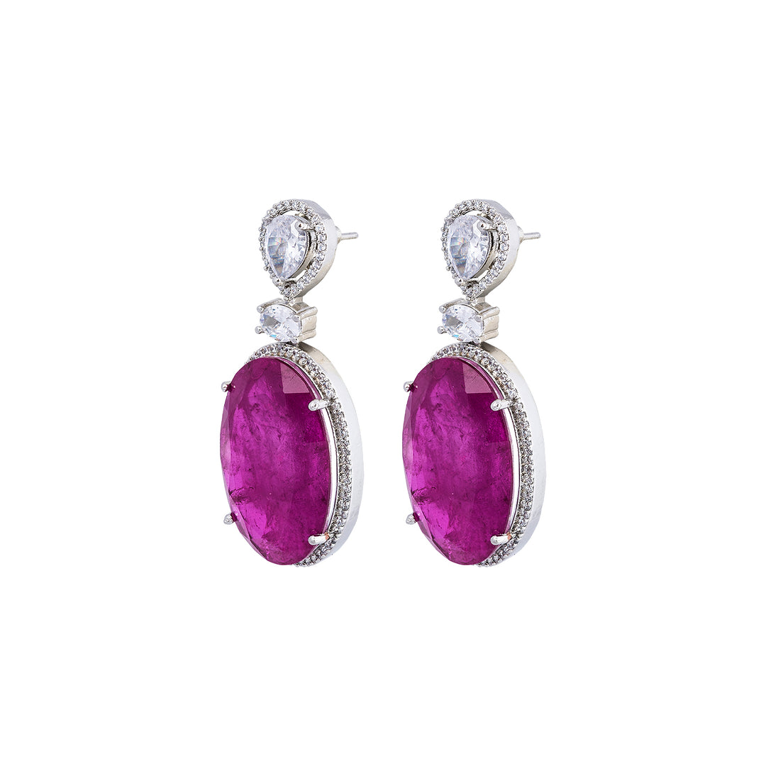 Violet Quartz Silver Earring-JRER5037