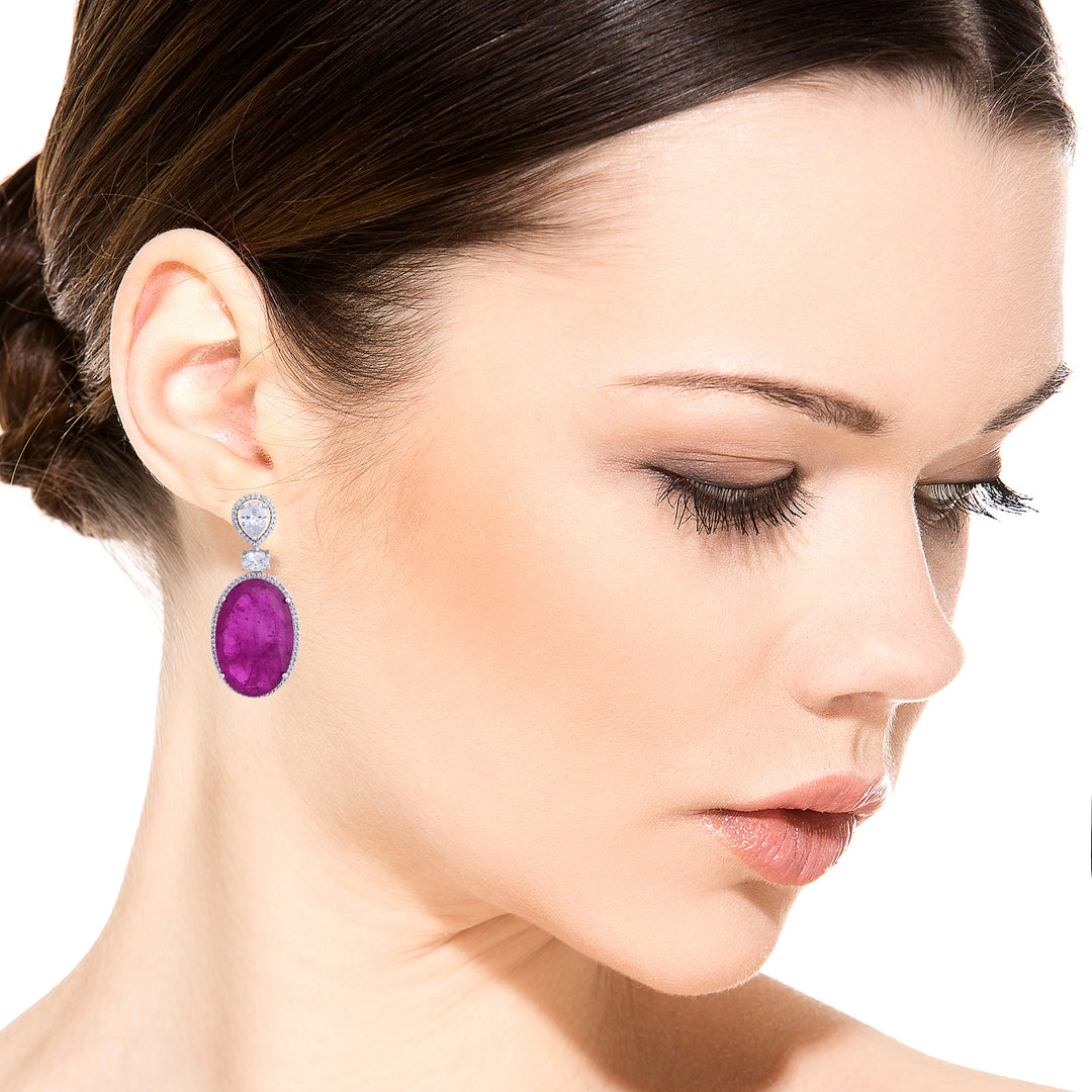 Violet Quartz Silver Earring-JRER5037