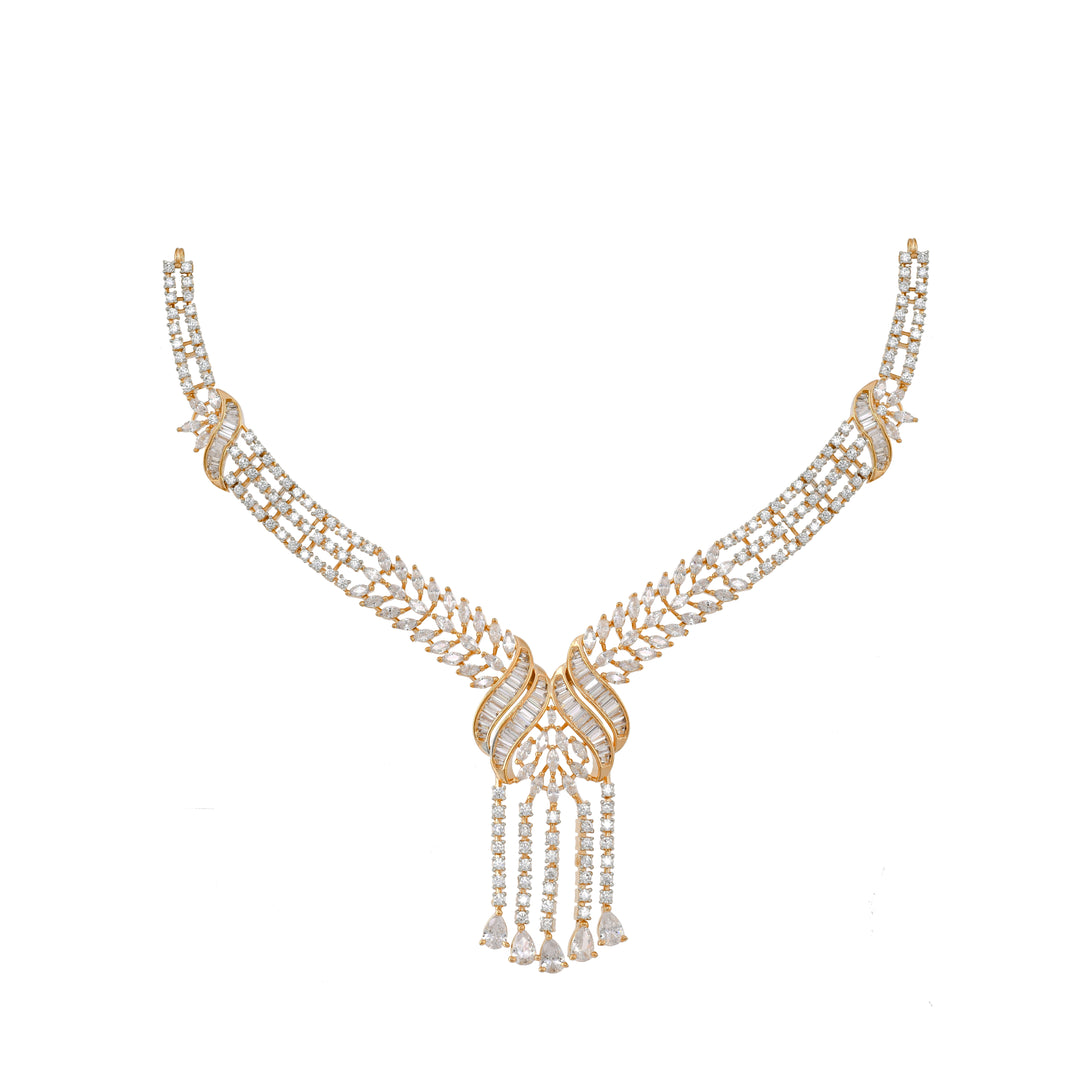 Regal Radiance Princess Gold Finish Necklace Set-JRNKL5048