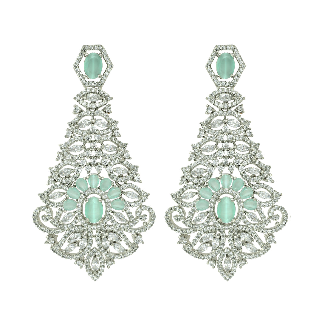 Seafoam Elegance Quartz Silver Set-JRNKL5049