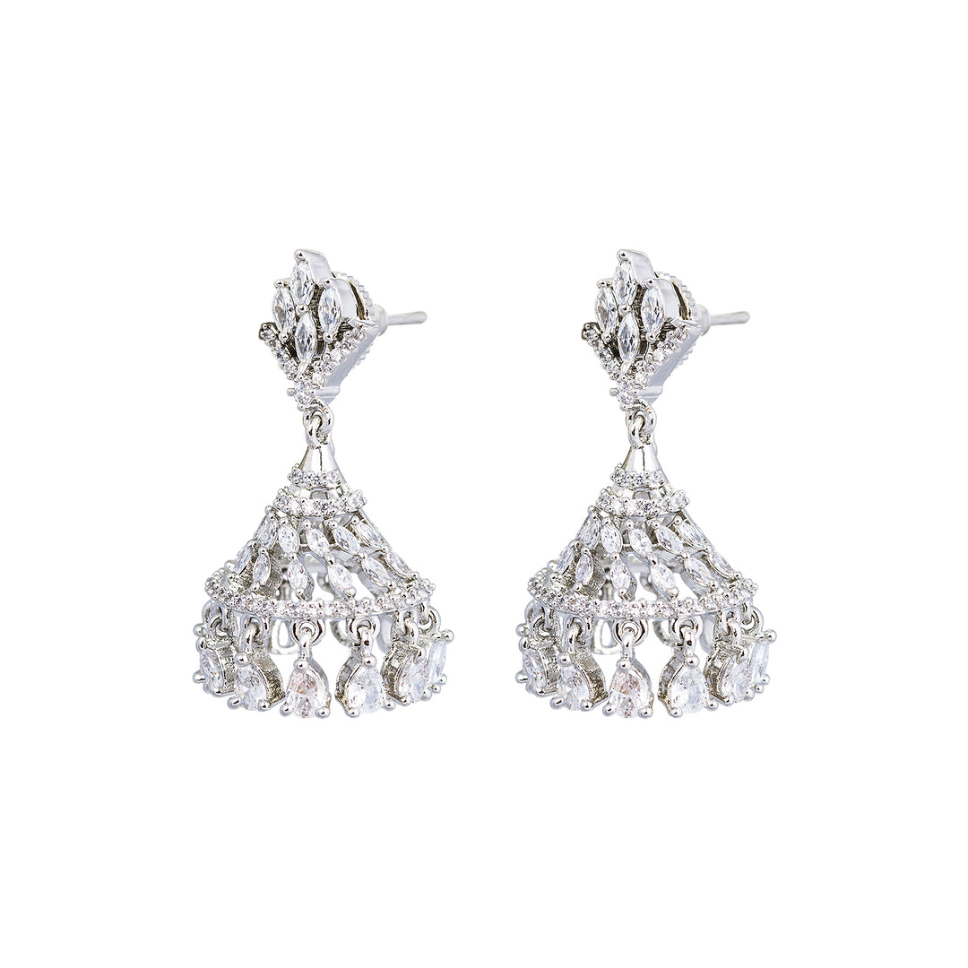 White Topaz Silver Earring-JRER5059