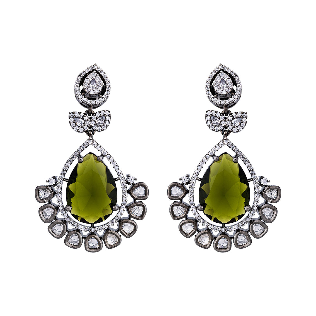 Green Quartz Silver Earing-JRER5005