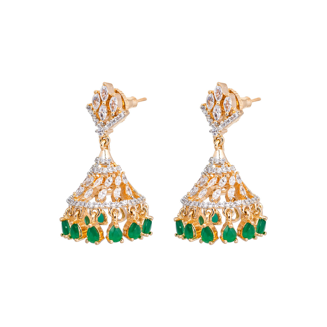 White Topaz and Emerald Corrandum Gold Finish Earring-JRER5061