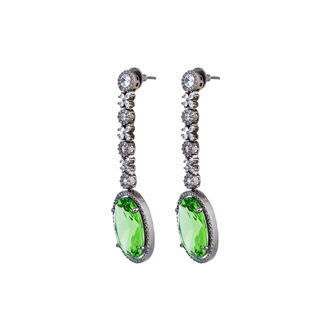 Emerald Corrandum Silver Earring-JRER5063