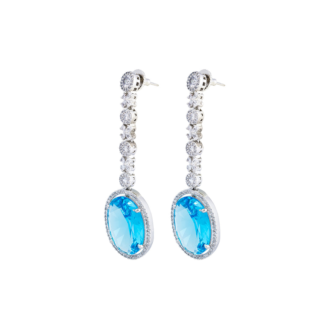 Blue Sapphire Corrandum Silver Earring-JRER5064