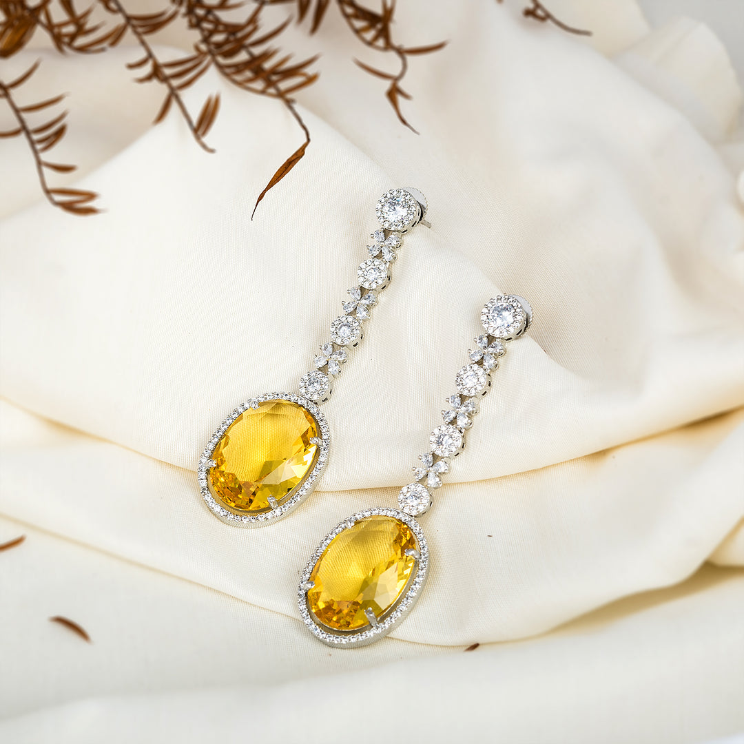 Citrine Topaz Silver Earring-JRER5065