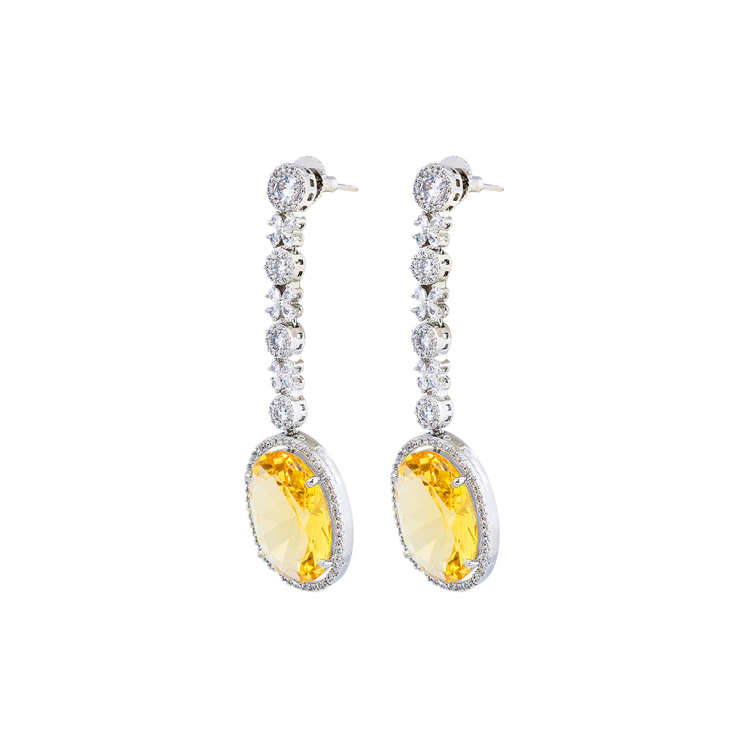 Citrine Topaz Silver Earring-JRER5065