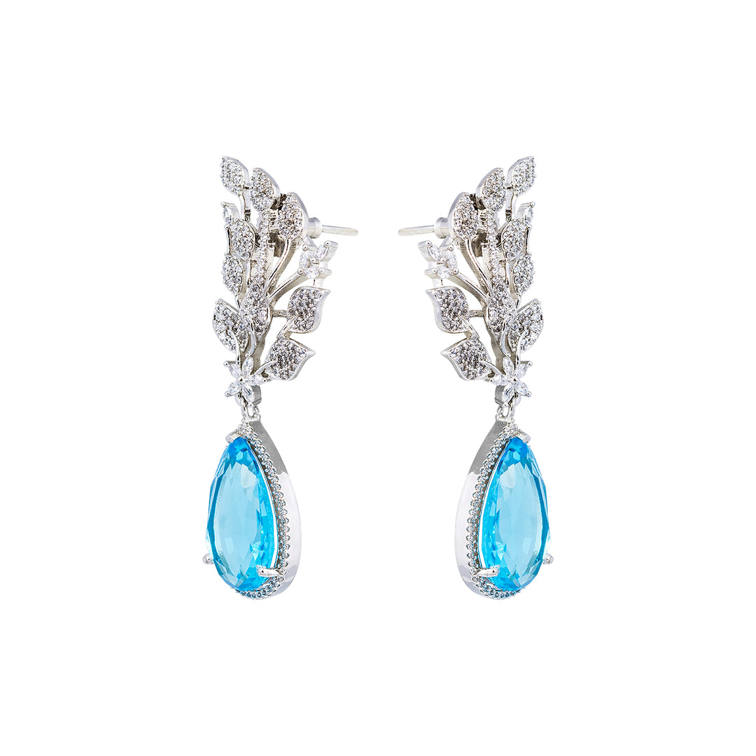 Blue Topaz Corrandum Silver Earring-JRER5067