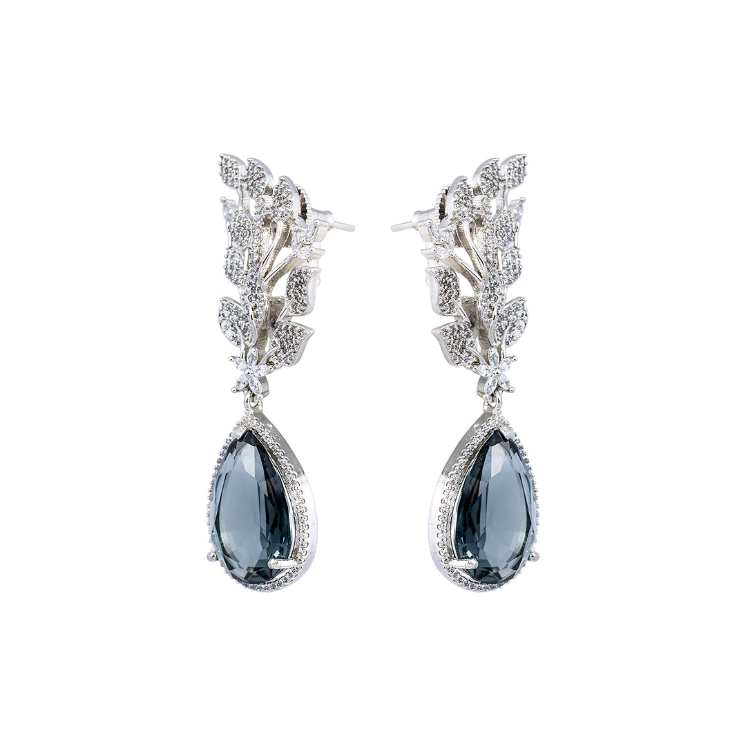 Blue Sapphire Corrandum Silver Earring-JRER5068