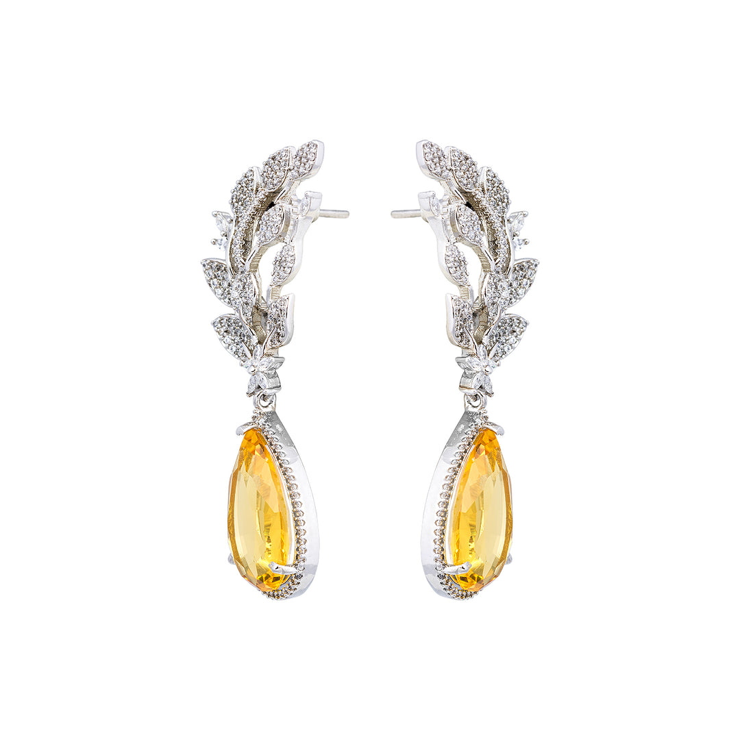 Yellow Topaz Silver Earring-JRER5069