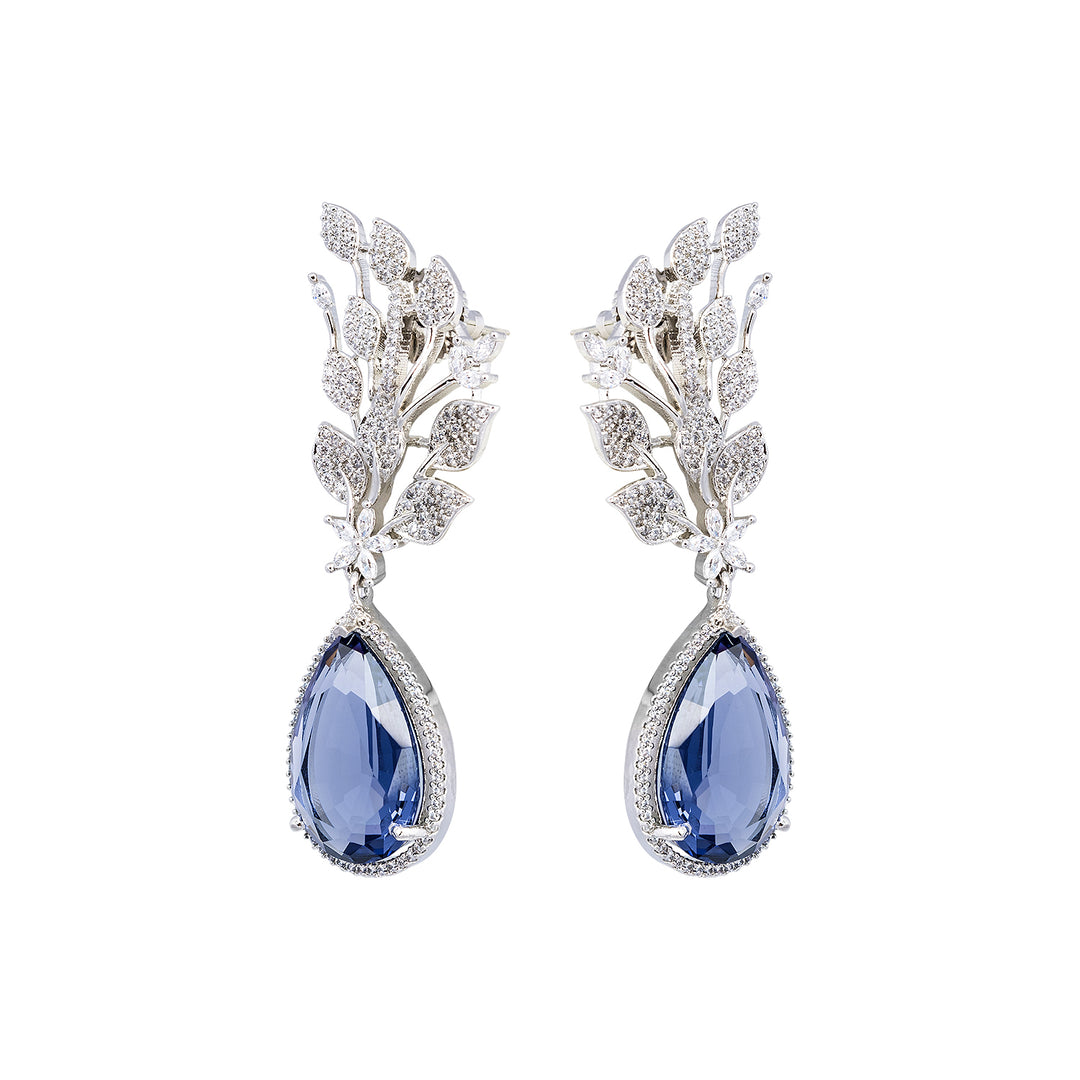 Blue Sapphire Corrandum Silver Earring-JRER5070