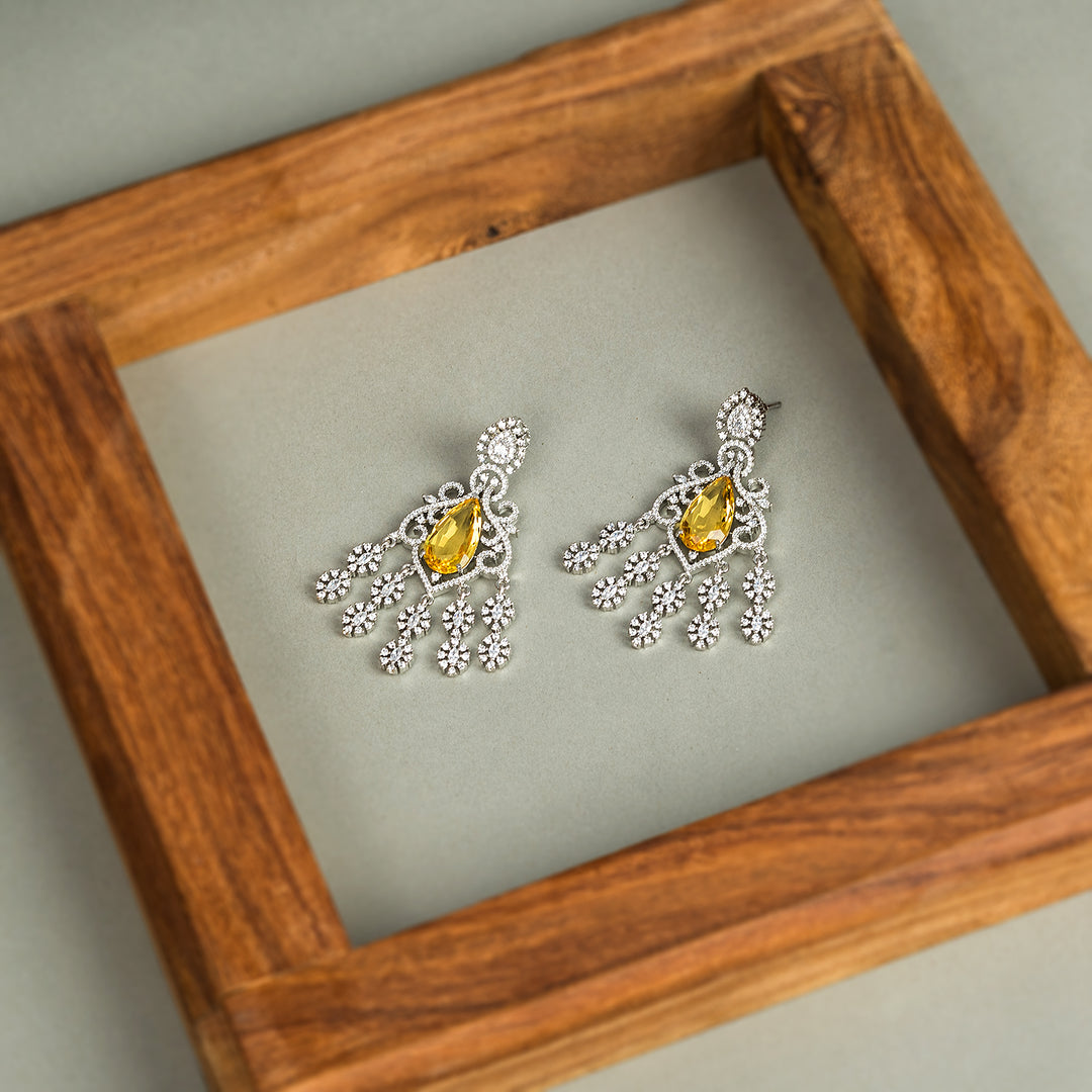 Yellow Topaz Silver Earring-JRER5073