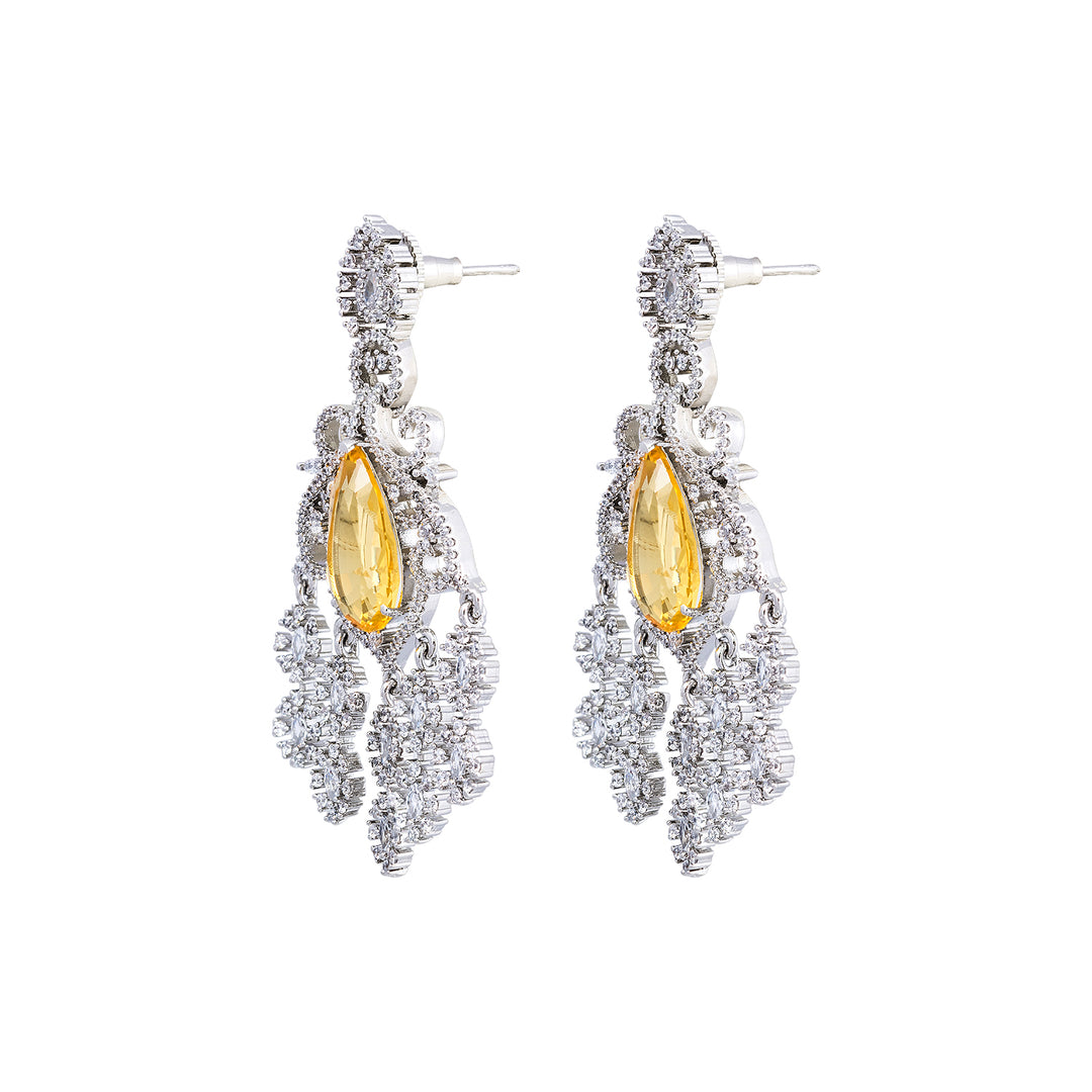 Yellow Topaz Silver Earring-JRER5073