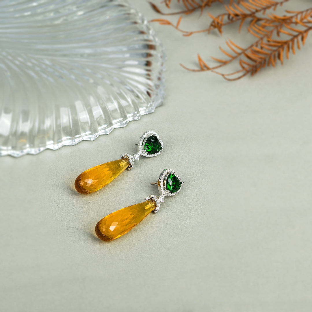 Yellow Topaz Silver Earring-JRER5077