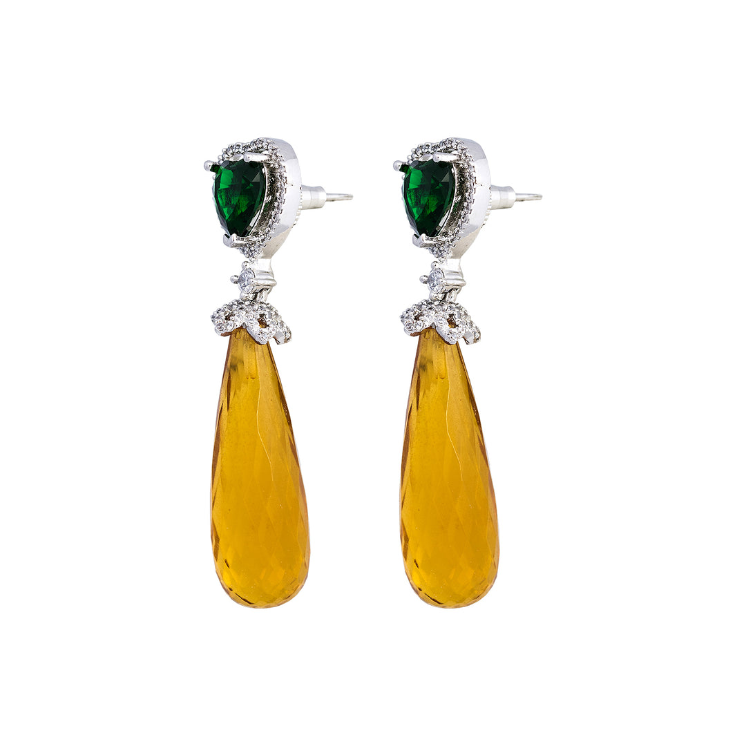 Yellow Topaz Silver Earring-JRER5077