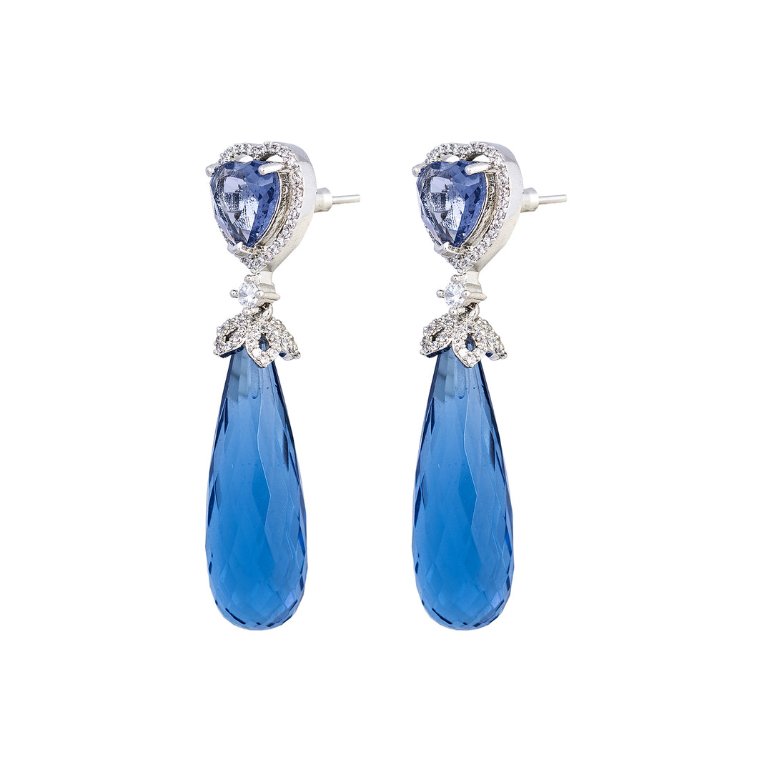 Blue Calcedonia Silver Earring-JRER5079