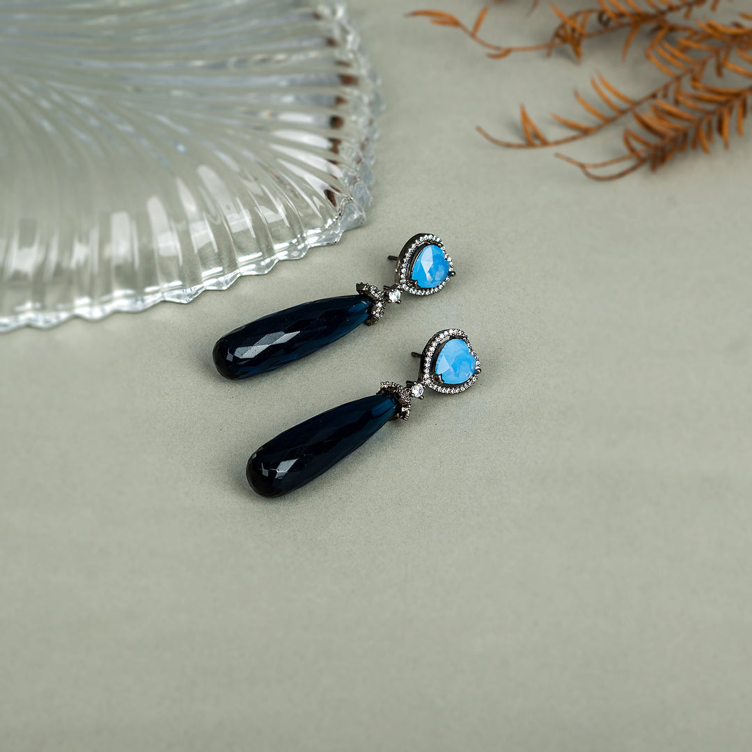 Blue Calcedonia Silver Earring-JRER5084