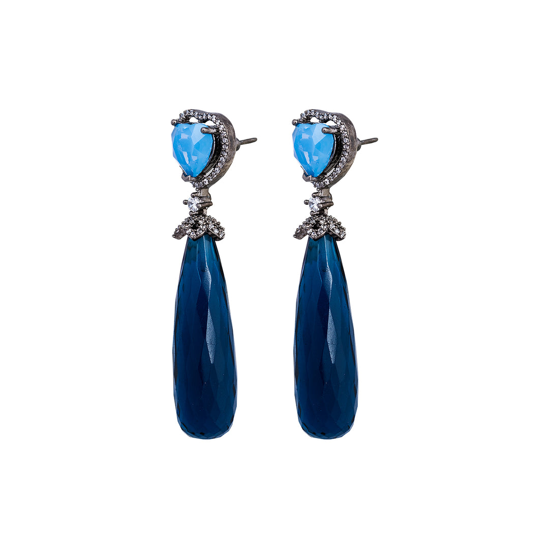 Blue Calcedonia Silver Earring-JRER5084