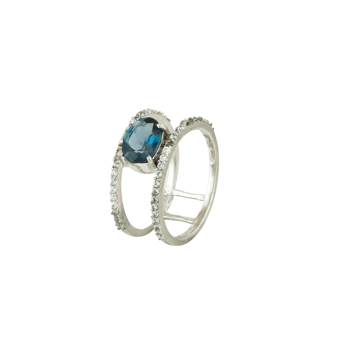 Azure Radiance Blue Topaz Silver Ring-JRRG5013