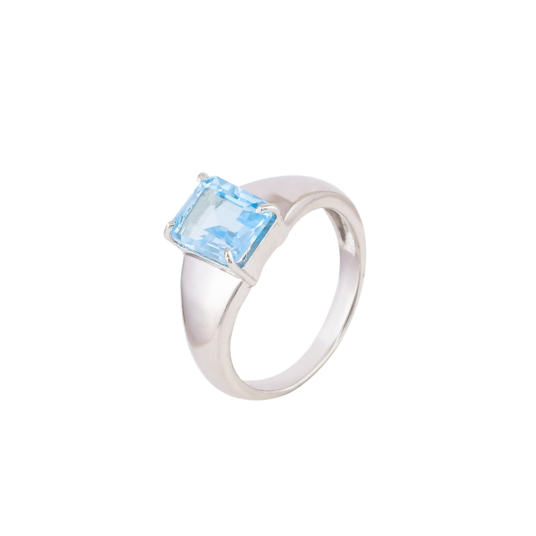 Blue Topaz Brilliance Silver Ring-JRRG5057