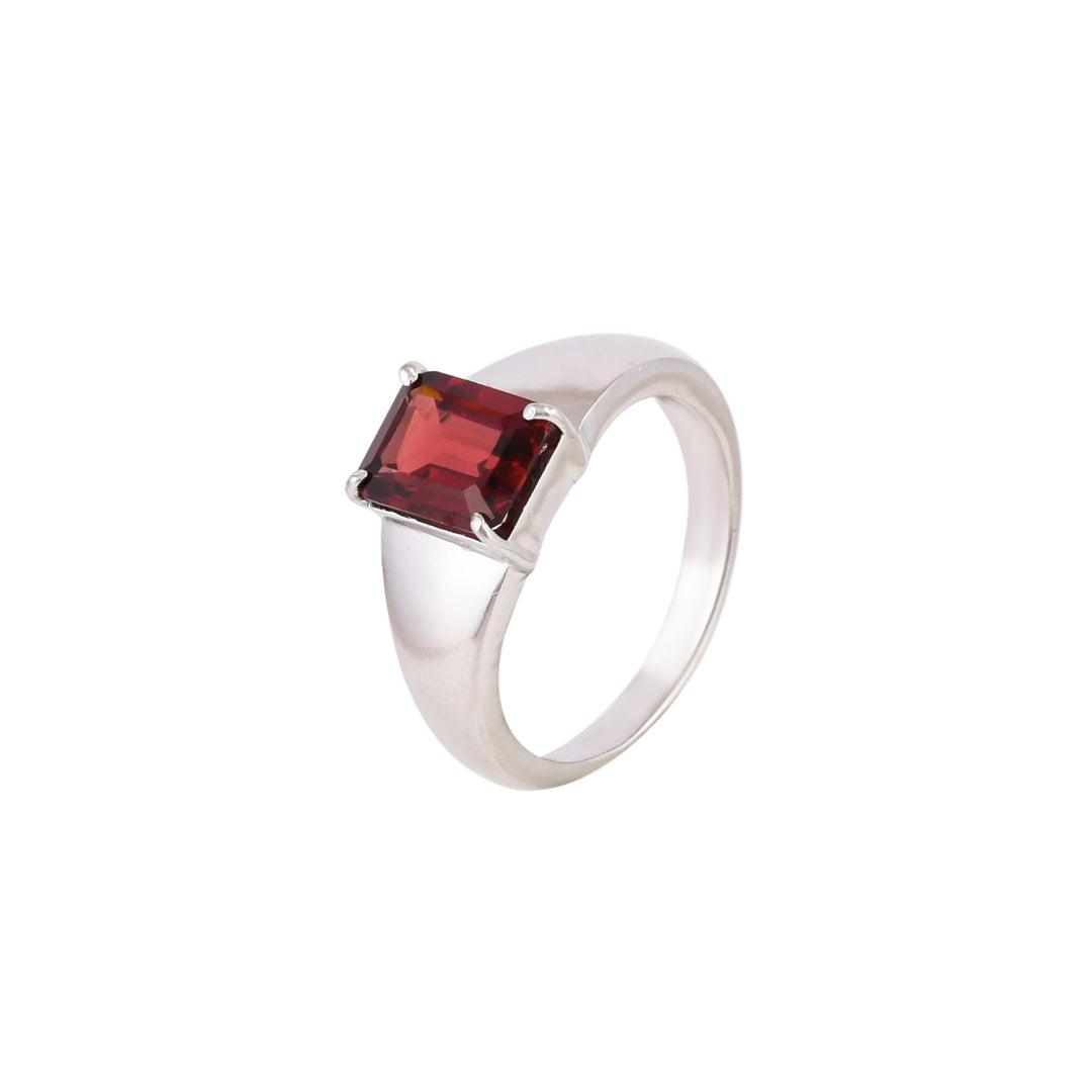 Classy Crimson Garnet Silver Ring-JRRG5058