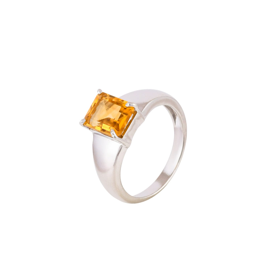 Radiant Citrine Gleam Silver Ring-JRRG5059