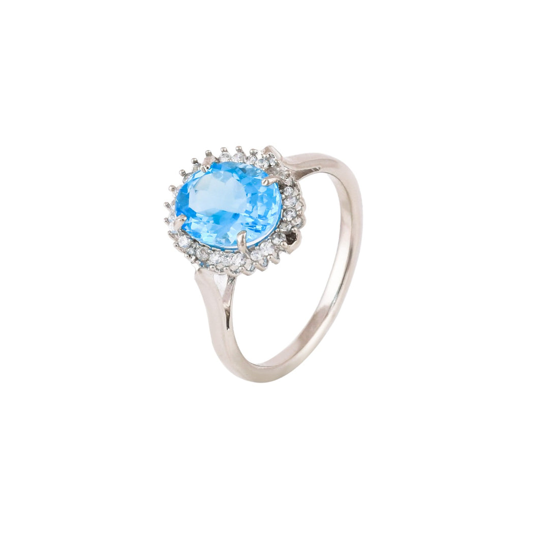 Azure Radiance Blue Topaz Silver Ring-JRRG5062