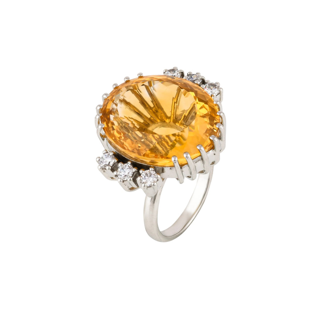 Citrine Majesty Elegance Silver Ring-JRRG5065