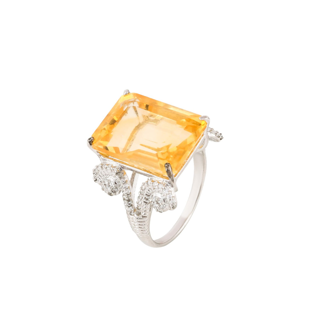 Bold Statement Citrine Silver Ring-JRRG5066