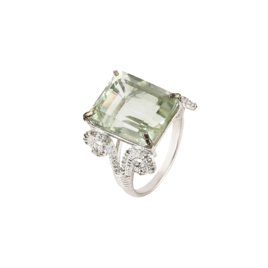 Evergreen Enchantment Green Amethyst Silver Ring-JRRG5067