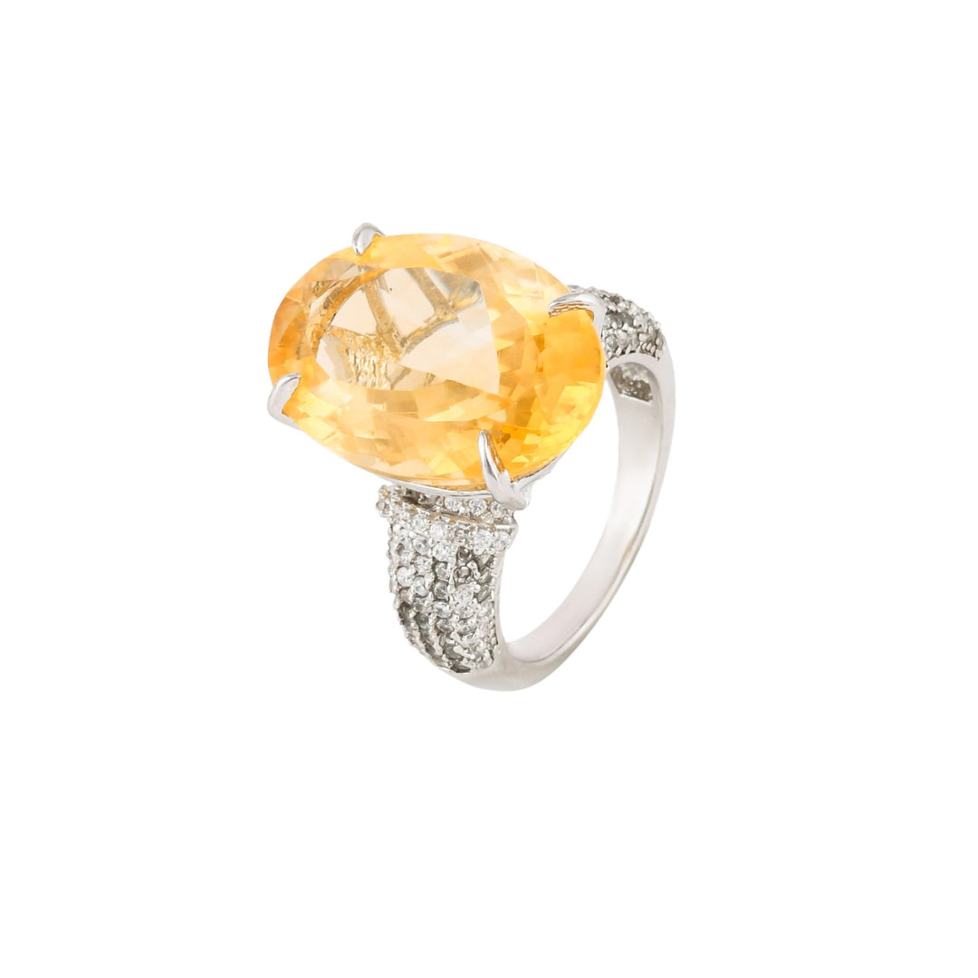 Radiant Symphony Citrine Silver Ring-JRRG5069